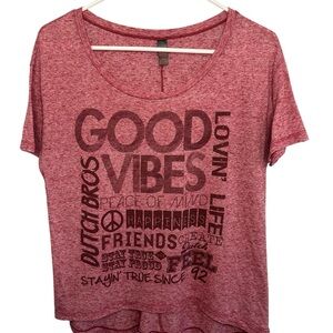 Dutch Bros VINTAGE Faded Red Tee SMALL “Good Vibes…” DB 1992